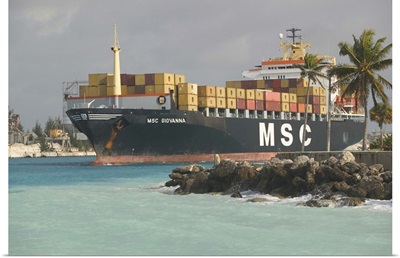 Bahamas, Grand Bahama Island, Port of Freeport, Container Cargo Ship