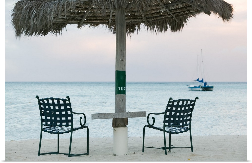 ABC Islands-ARUBA-Palm Beach:.Beach Chairs / Morning