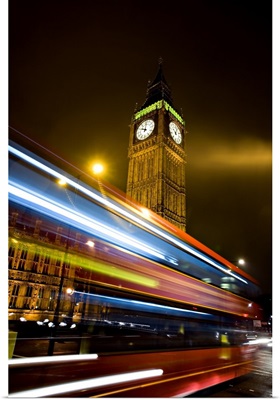 Big Ben And The Houses Of Parliament With Iconic London Red Bus