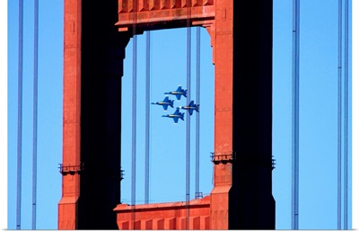 Blue Angels As Seen In Flight Through the Golden Gate Bridge