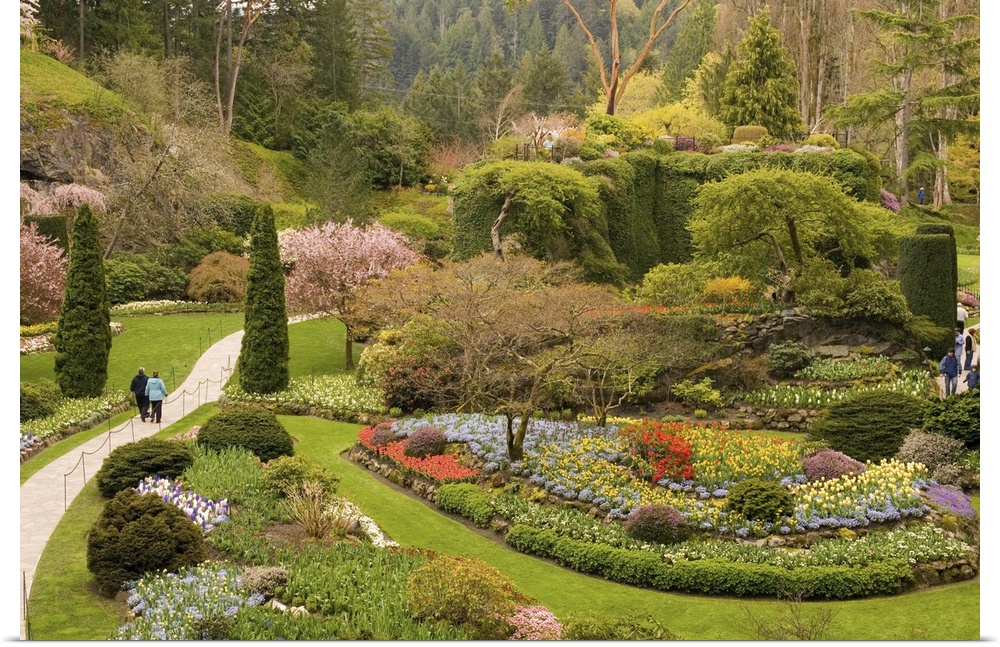 North America, Canada, British Columbia, Butchart Gardens.  Spectacular sunken gardens in converted limestone quarry