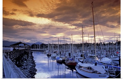 British Columbia, Comox Harbor, boats, sunset