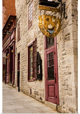 Buildings and restuarant in old Montreal, Quebec