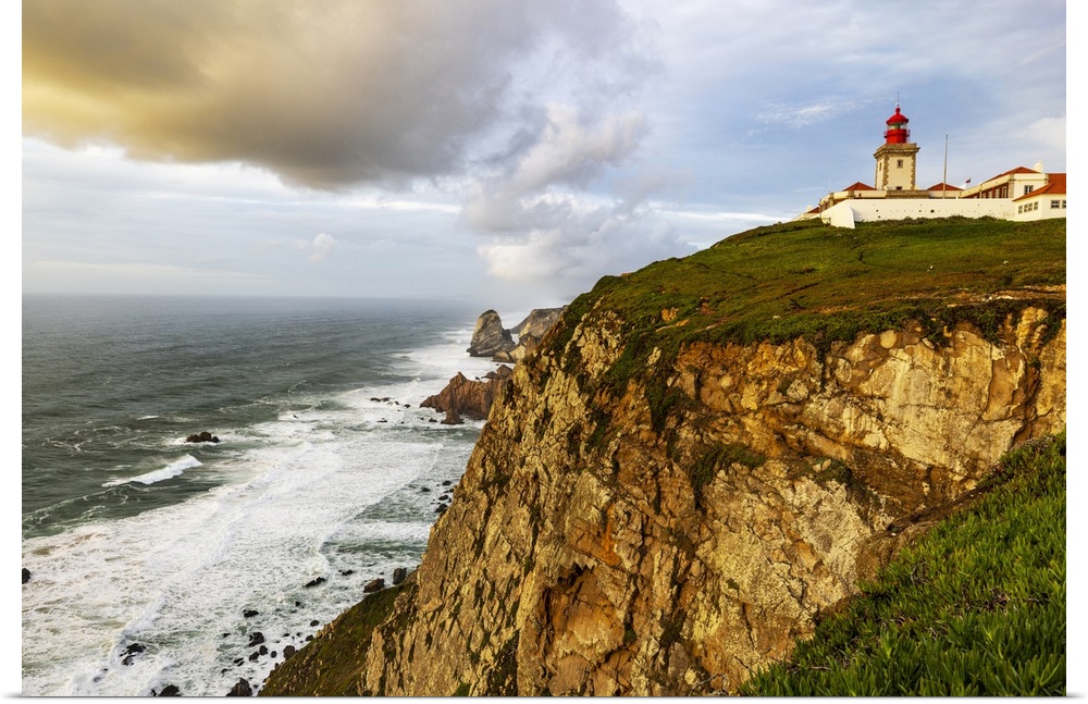 Cabo do Roca Lighthouse at last light in Colares, Portugal.