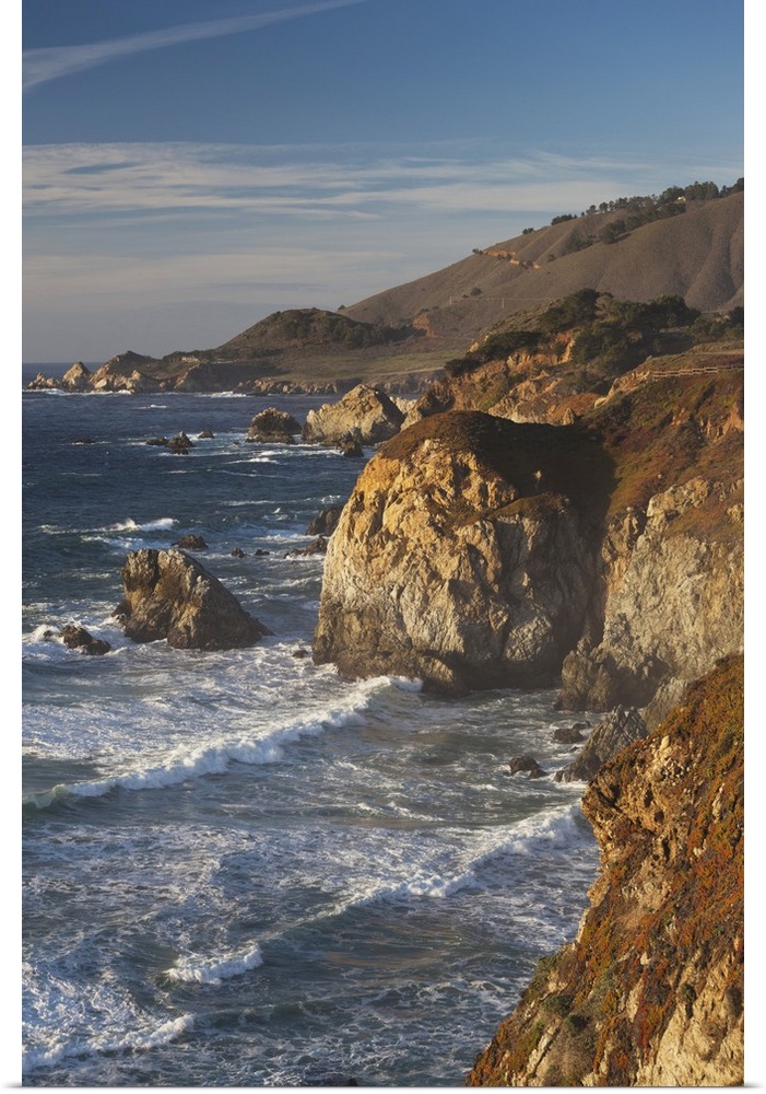 USA, California, Central Coast, Big Sur Area, coastal view by Castle Rock, sunset