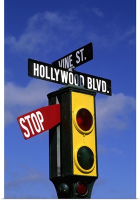 California, Los Angeles, Hollywood and Vine stoplight