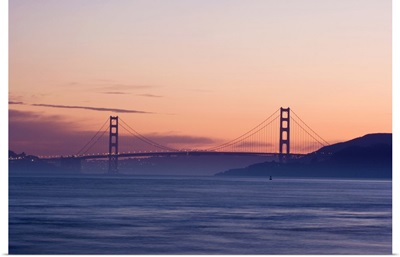 California, Marin County, Tiburon, Golden Gate Bridge at Dusk