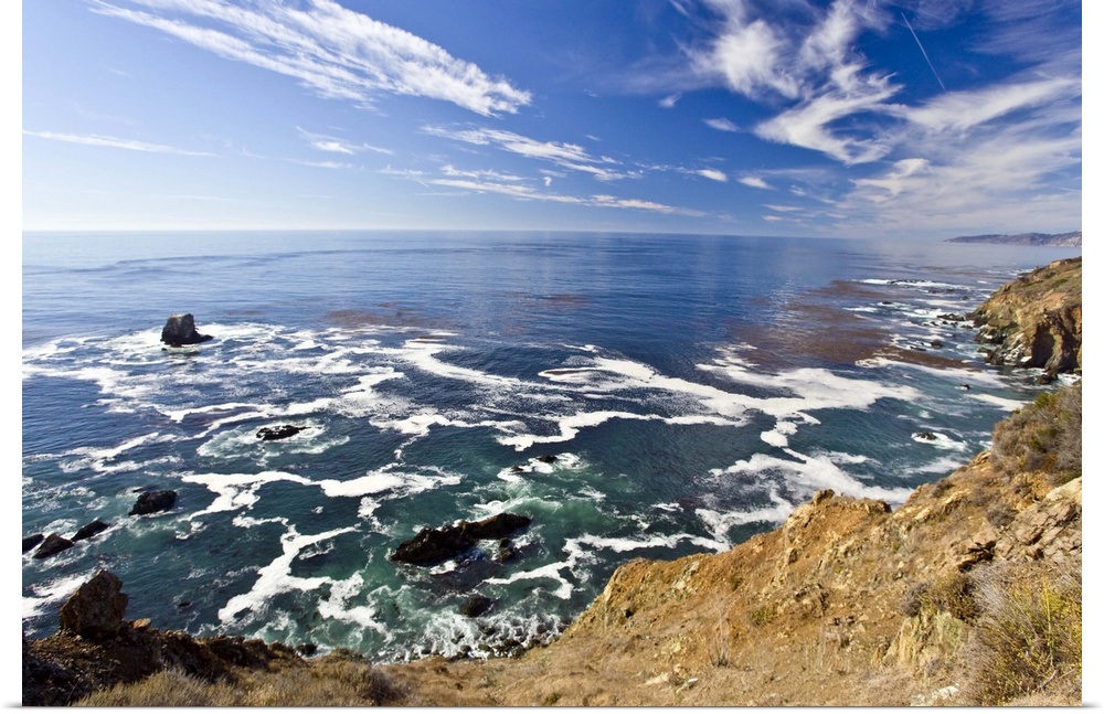 View of ocean south of Carmel near Big Sur, California.