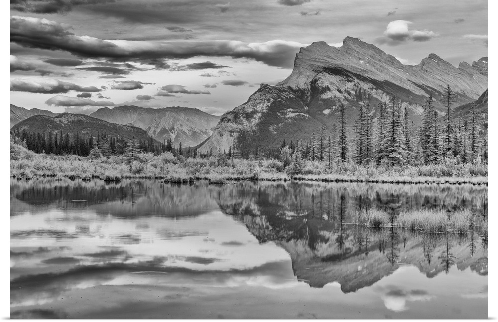 Canada, Alberta, Banff national park. Mt. Rundle reflected in vermillion lakes.