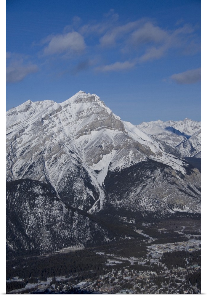 Canada, Alberta, Banff. Views  of Banff and the Bow River Valley from the summit of Sulphur Mountain.