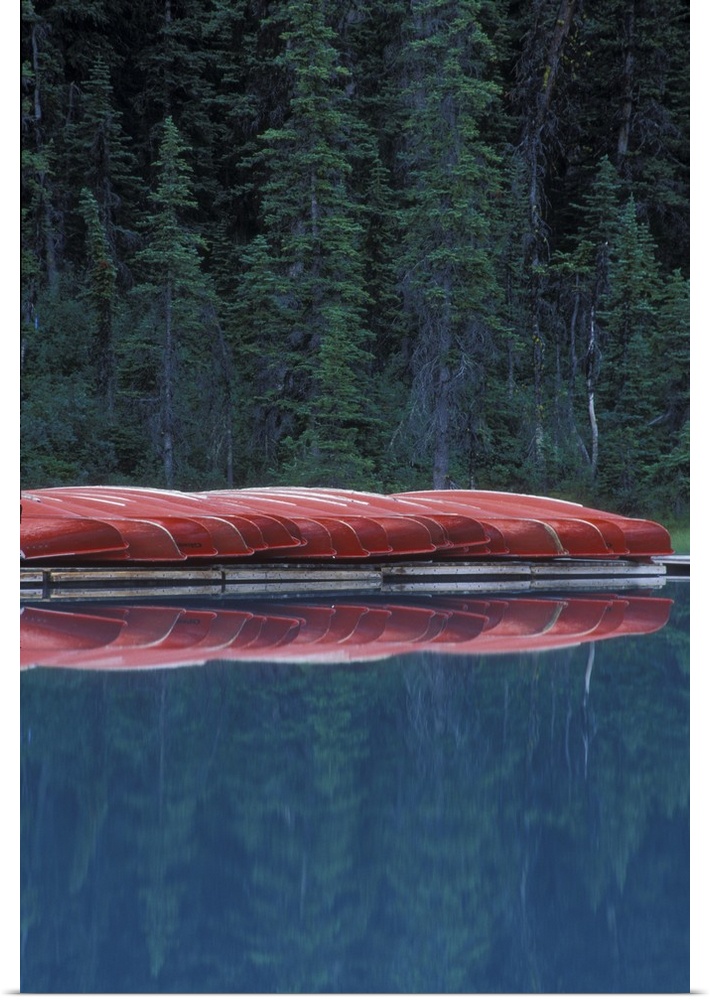 Canada, Banff, Alberta. Canoes line the shores of Lake Louise. Credit as: Josh Anon / Jaynes Gallery / DanitaDelimont.com