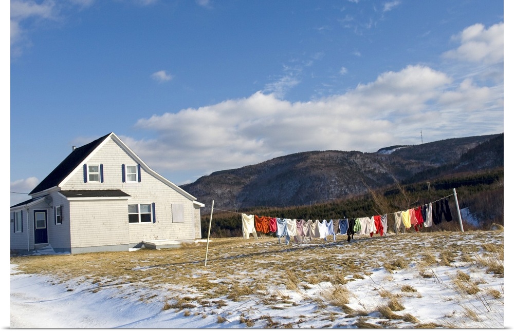 North America, Canada, Nova Scotia, Cape Breton, Winter Clothesline