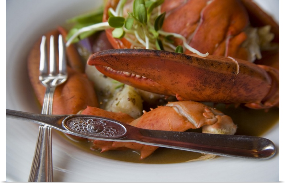 Canada, Prince Edward Island, Dalvay-by-the-sea. Lobster dish at the Dalvay-by-the-sea Historic Inn.