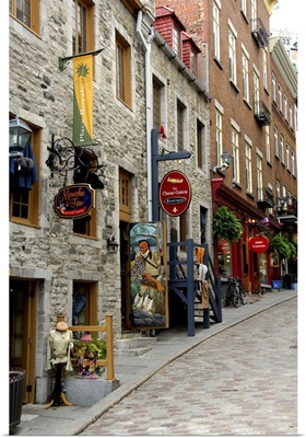 Canada, Quebec, Quebec City. Old Quebec, narrow shop lined streets