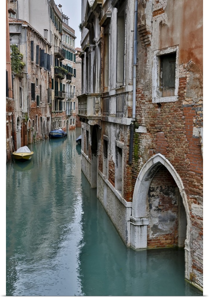 Canal and Bridges with boats, Venice, Italy.