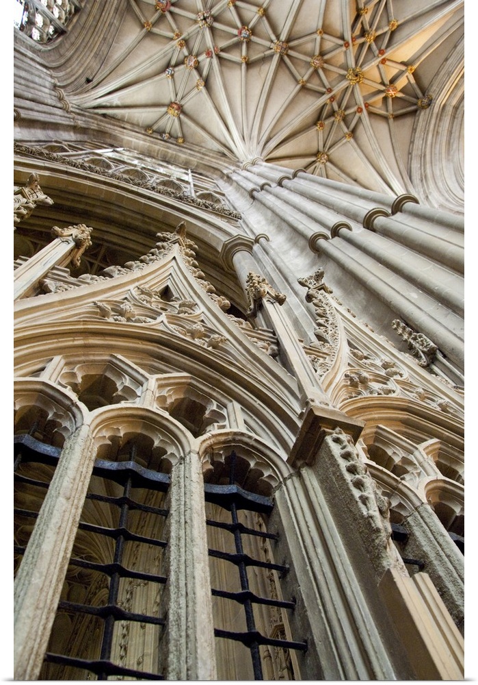 England, Kent, Canterbury. Canterbury Cathedral. Fan vaulted ceiling.