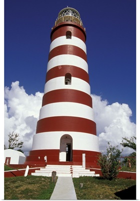 Caribbean, Bahamas, Elbow Cay. Candystripe lighthouse