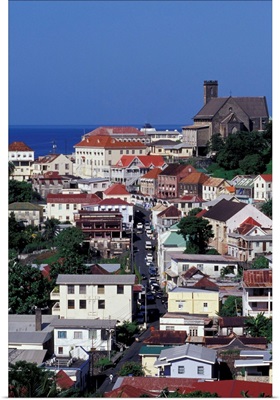 Caribbean, Grenada, St. George, View of downtown