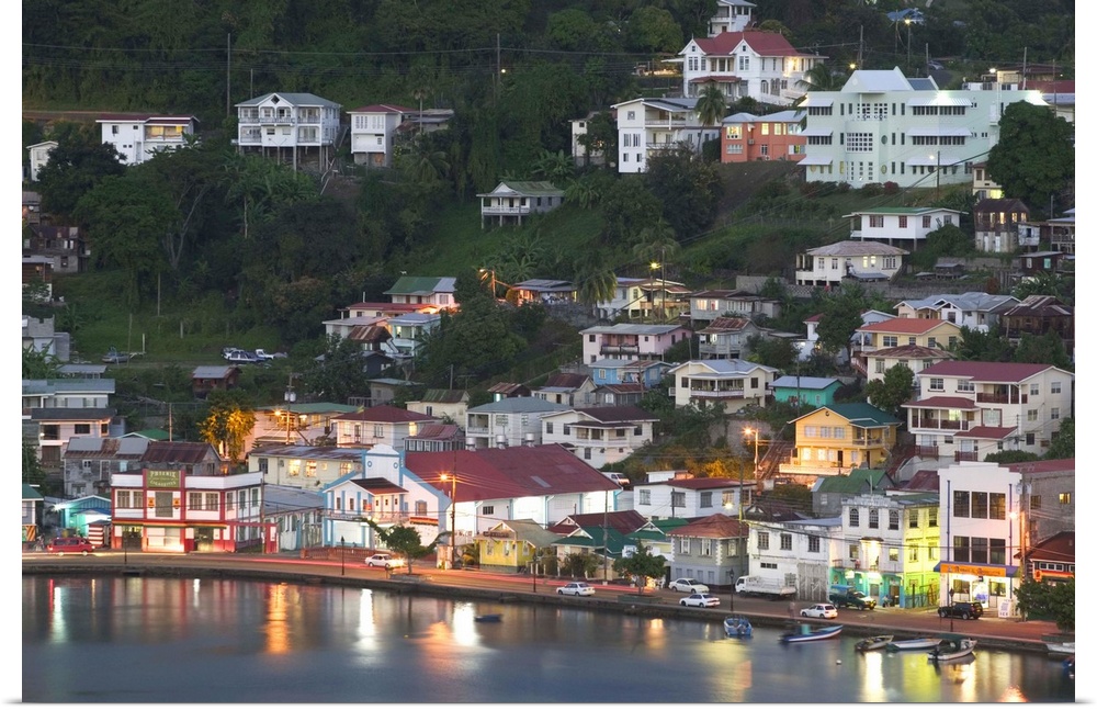 Caribbean, GRENADA, St. George's.St. George's Harbor, The Carenage.Evening View from Fort George