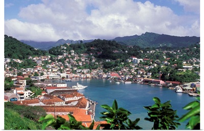 Caribbean, Grenada, View of St. Georges, capital and main port of Grenada
