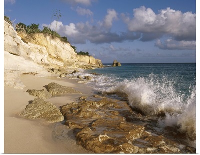 Caribbean, St. Martin. Cliffs at Cupecoy Beach