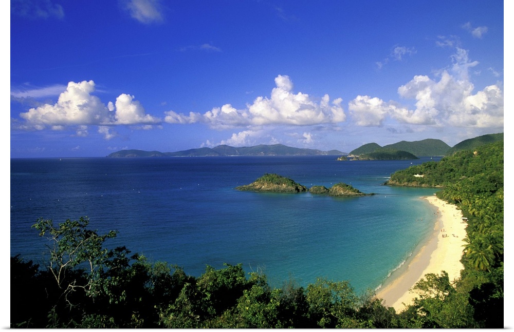 Caribbean, US Virgin Islands, St. John, Trunk Bay. Aerial view