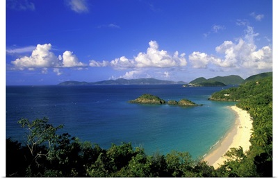 Caribbean, US Virgin Islands, St. John, Trunk Bay. Aerial view