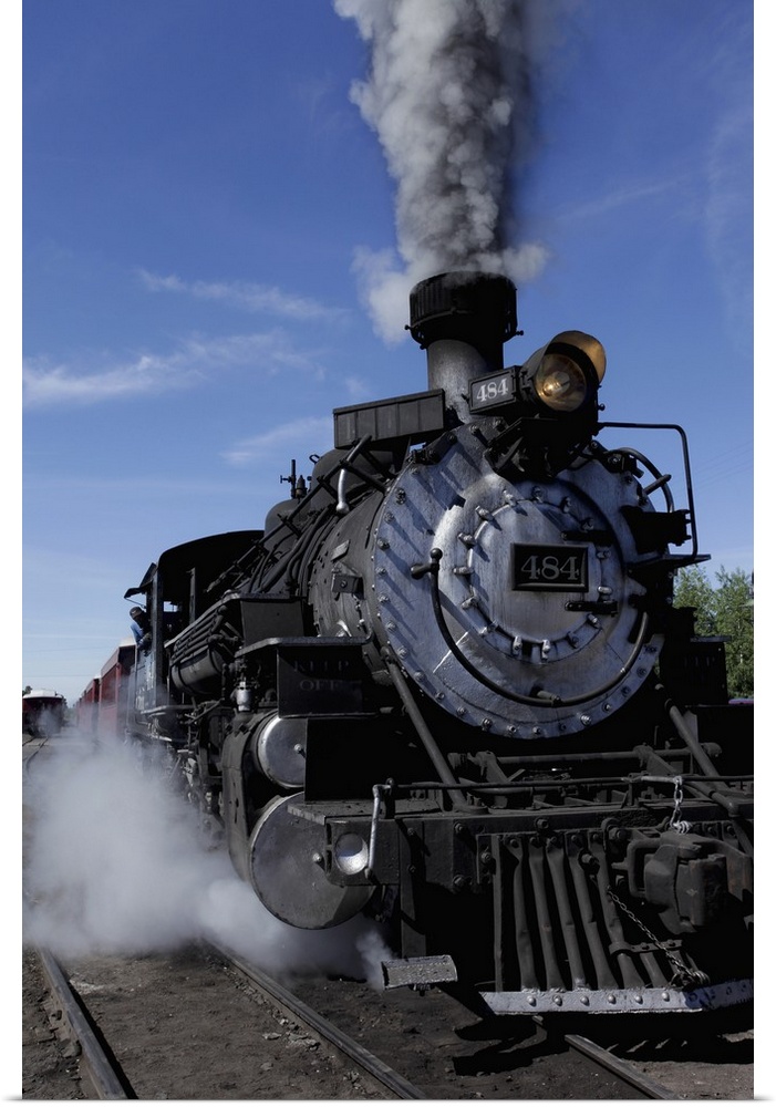 Chama, New Mexico, United States.  Cumbres and Toltec Narrow gauge railway, antique steam train.