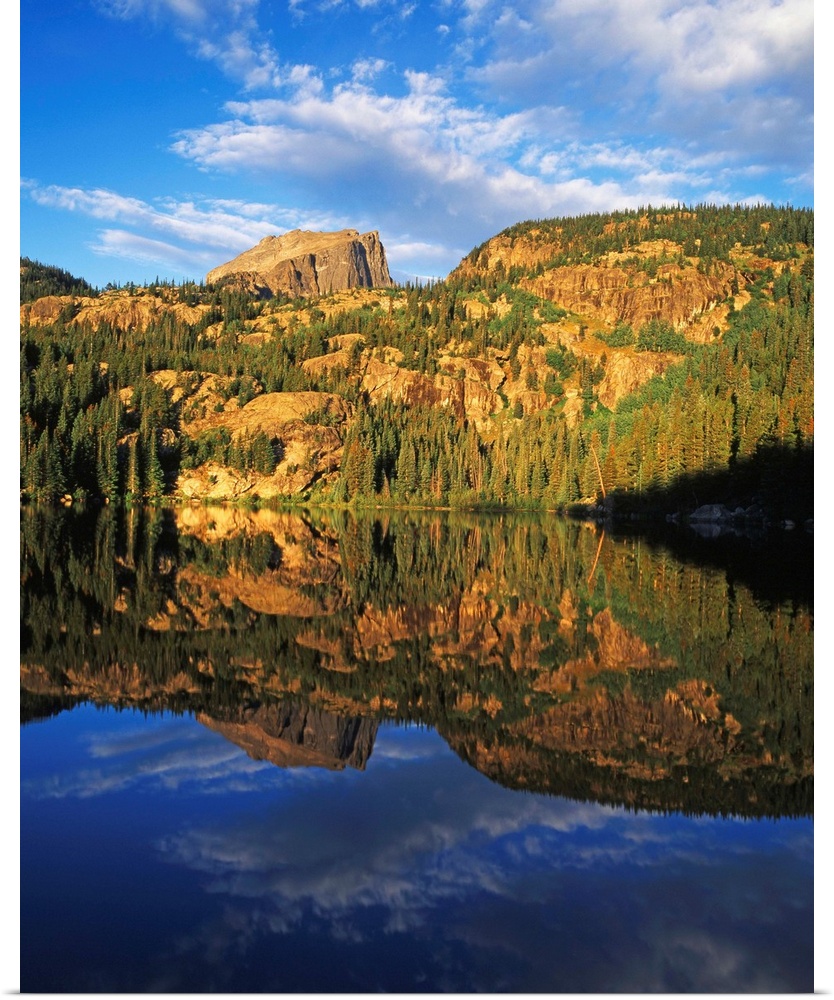 USA, Colorado, Hallett Peak reflected on Bear Lake, Rocky Mountains National Park