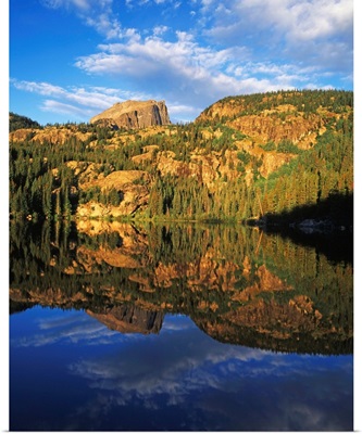 Colorado, Hallett Peak reflected on Bear Lake, Rocky Mountains National Park