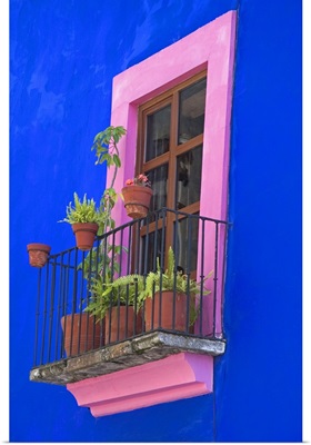 Colorful window on a building in the city of Puebla, Puebla, Mexico