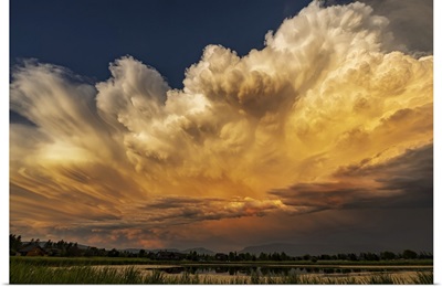 Dramatic Storms Clouds At Sunset In Whitefish, Montana, USA