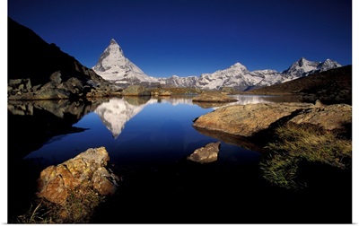 Europe, Switzerland, Zermatt, Matterhorn Reflected In Riffelsee
