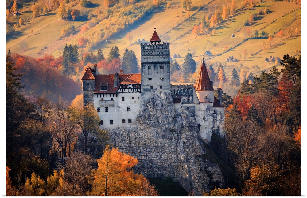 Europe, Transylvania, Romania, 13th century Castle Bran, associated with Vlad II the Impaler, AKA Dracula. Queen Marie of ...