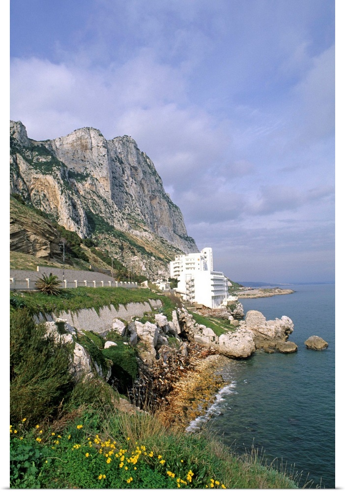 Famous Rock of Gibraltar with Mediterranean cliffs in Gibraltar.