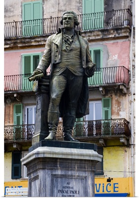 France, Corsica, Statue Of Corsican Leader Pascal Paoli In Corte