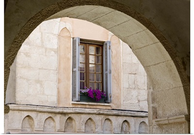 France, Corsica, Window And Walls In Old Town Of Bonafacio