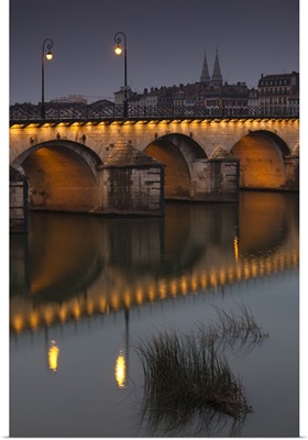France, Maconnais Area, Macon, Pont St-Laurent Bridge, Evening