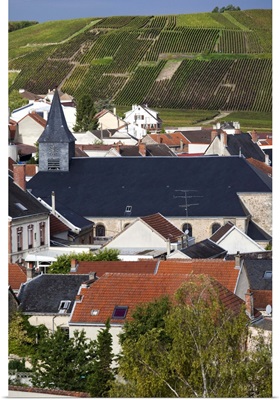France, Marne, Champagne Ardenne, Verzy, Town View With Vineyards