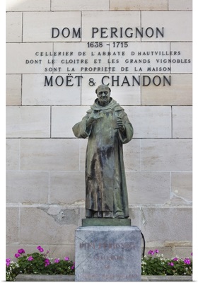 France, Marne, Statue Of Dom Perignon, Founder Of Champagne-Making
