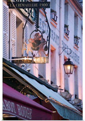 France, Paris, Montmartre, Place Du Tertre, La Cremaillere 1900 Cafe Sign