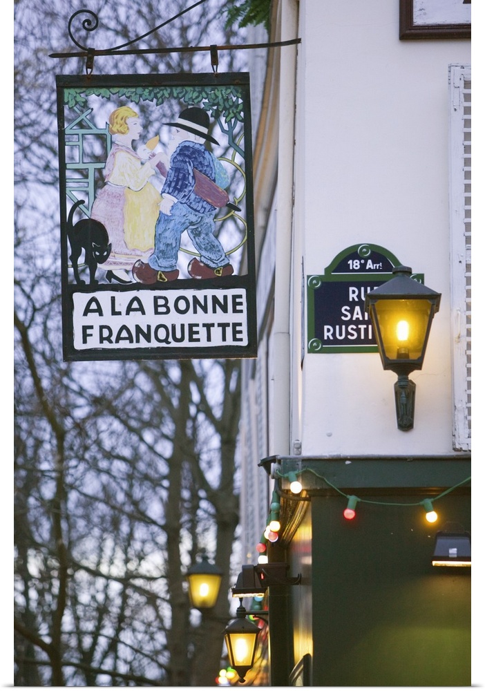 France, Paris, Montmartre, Place Du Tertre, Sign For Cafe A La Bonne Franquette