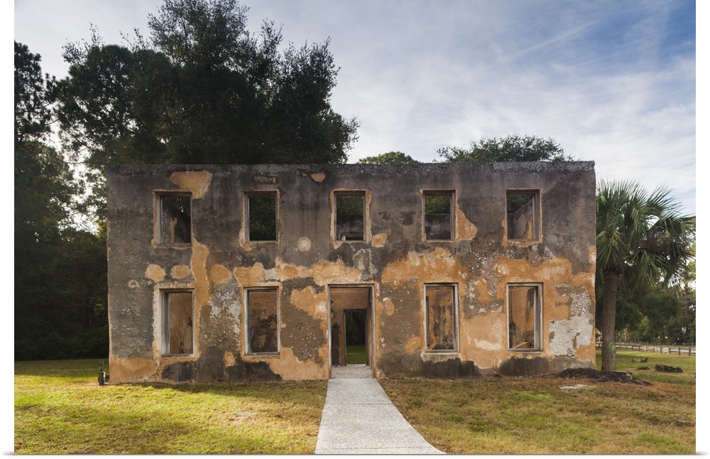 Georgia, Jekyll Island, ruins of the 1743 Horton House, building made of tabby a mortar of crushed seashells.