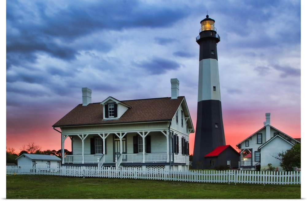 USA, Georgia, Tybee Island, Tybee light house at sunset.