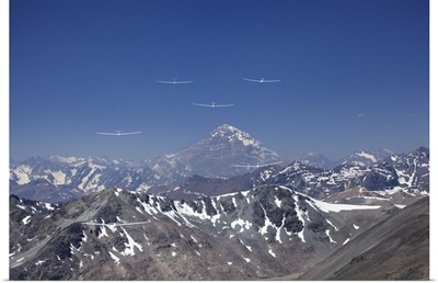 Gliders Racing in FAI World Sailplane Grand Prix, Andes Mountains, Chile
