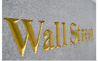 Gold letters on  Wall Street in New York City, New York