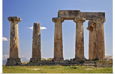 Greece, Corinth, Ruins Of Temple Of Apollo