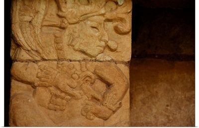 Honduras, Copan, La Sepulturas. House of the Writer, carving of blood letting with knife