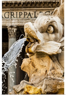 Italy, Rome, Piazza Della Rotunda, Close-Up Of Fontana Del Pantheon