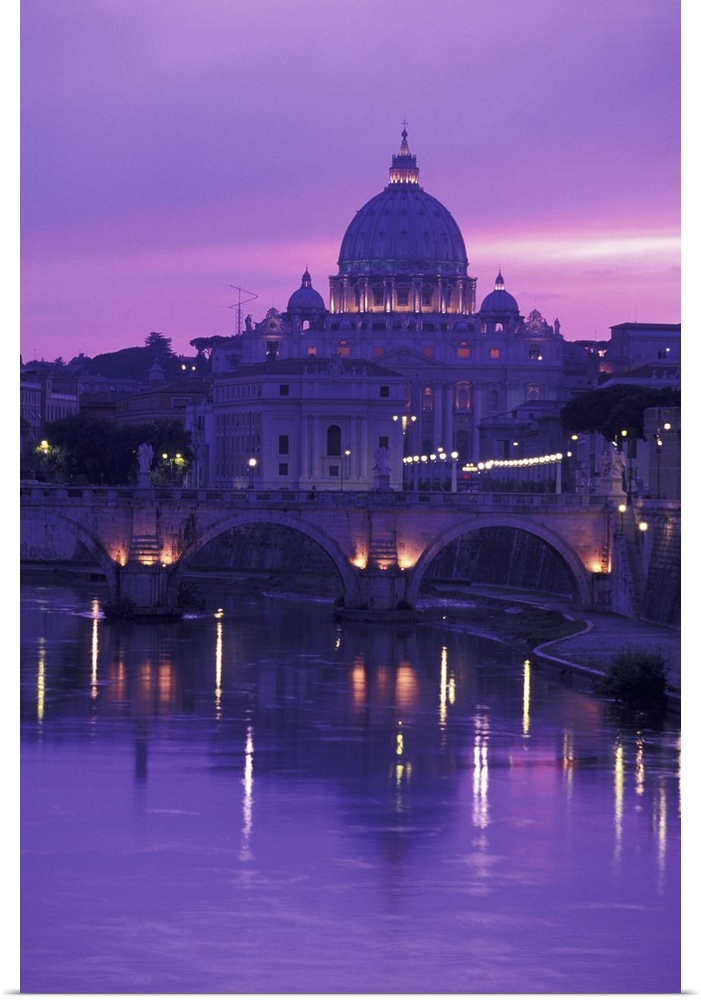 Europe, Italy, Rome, Vatican City. St. Peter's Basillica and Ponte Sant Angelo